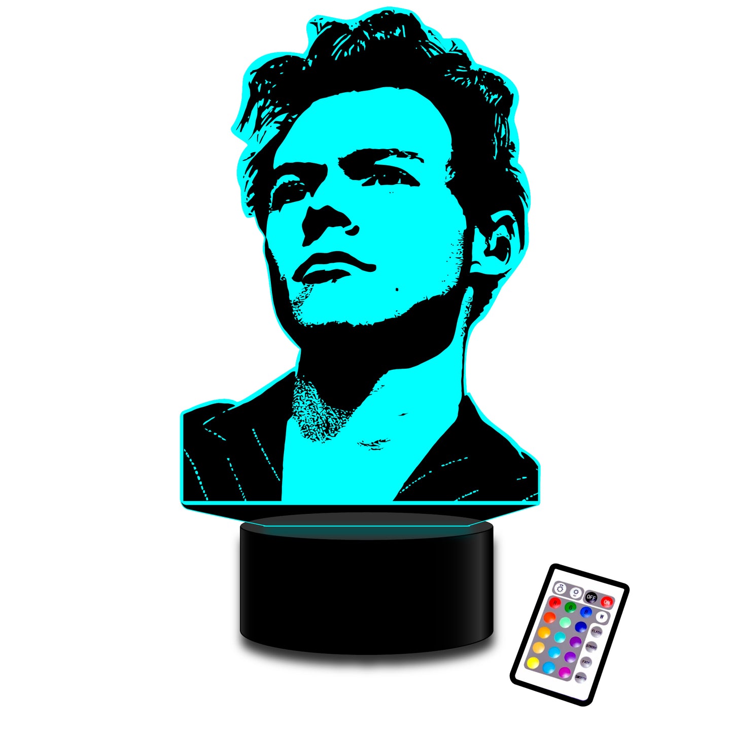 Lampara 3D Harry Styles rostro 16 colores con/ remoto MODB