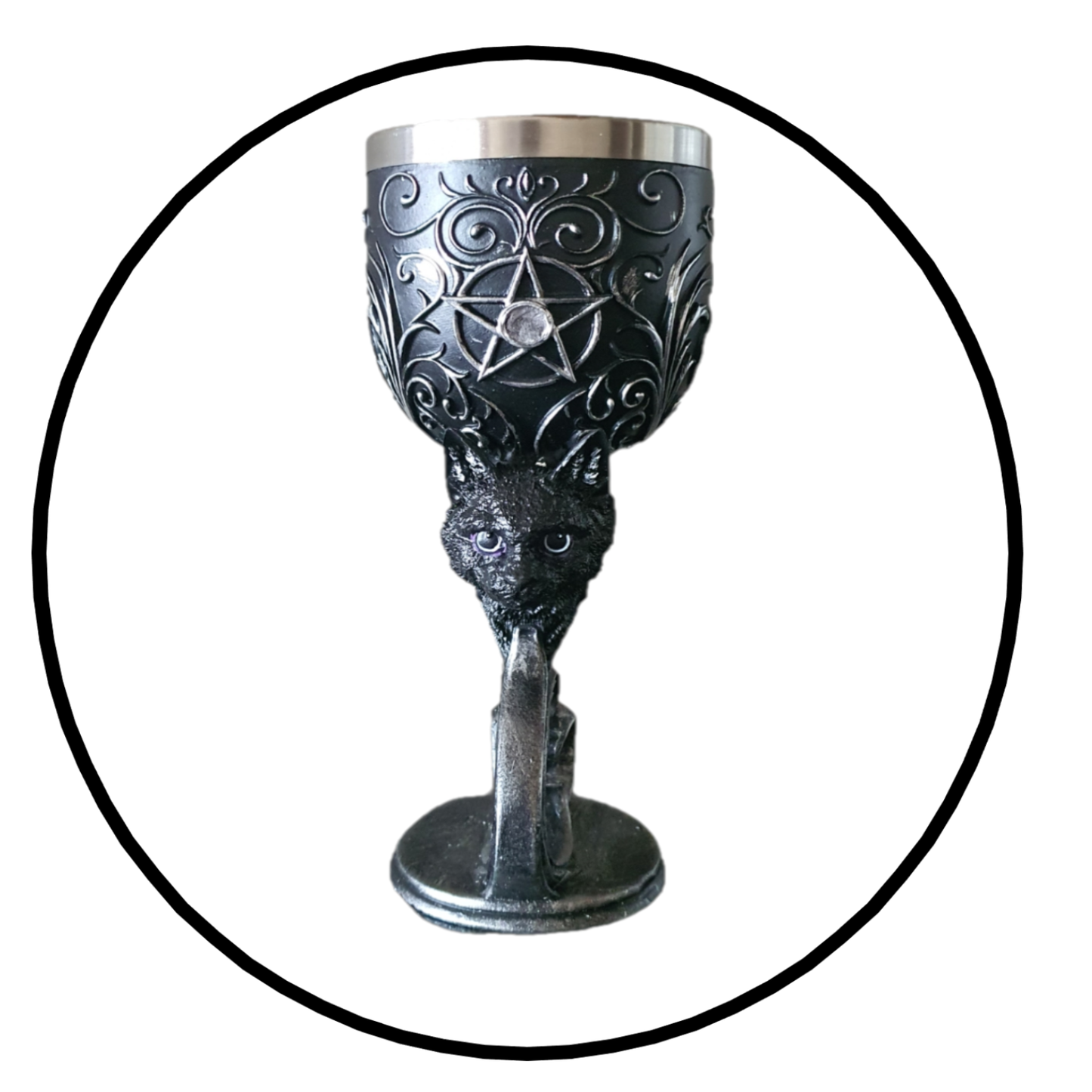 Copa 3D Gato Místico gótico barroco resina acero