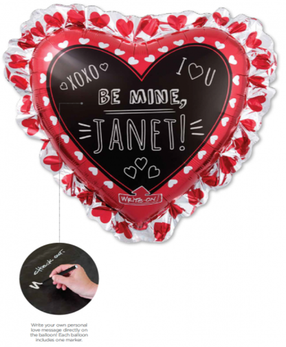 Globo Metalico De Corazón  Escribir Mensaje 90cm C/plumon
