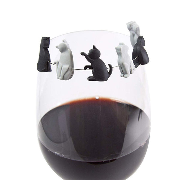 Marcadores De Vasos Copa Y Soporte Bolsa De Te Gatitos Gato