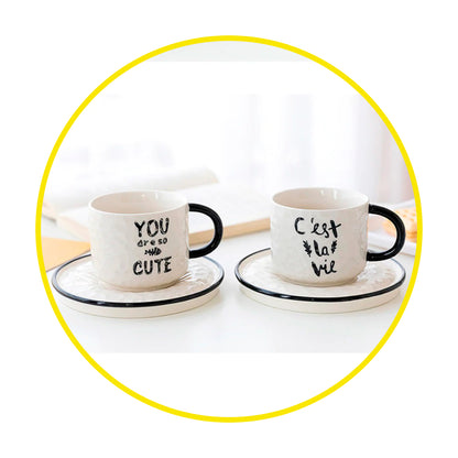 Taza con plato gato 3D escondido interior