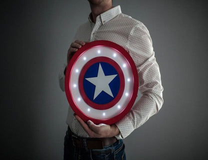 Lámpara Led Madera Escudo Capitan America Marvel