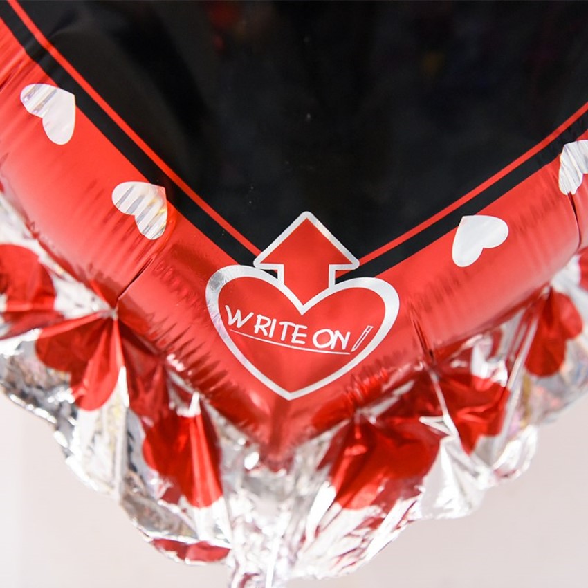 Globo Metalico De Corazón  Escribir Mensaje 90cm C/plumon