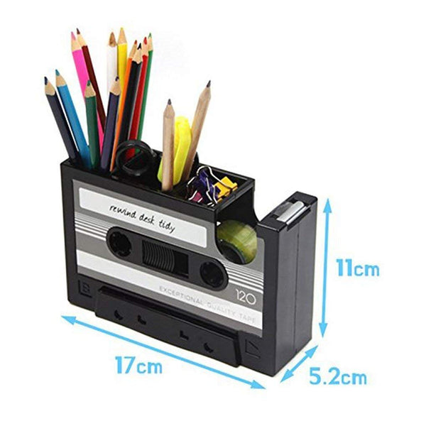 Lapicero Organizador Retro Cassette Dispensador Escritorio