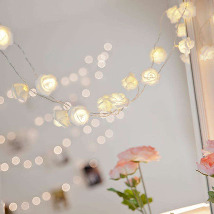 Luces Rosas Blancas Luz Calida Led 1,8 M Decoración A Pilas