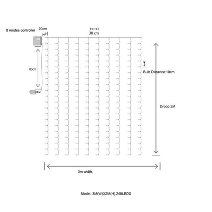 Cortinas 240 Led Multicolores 3 X 2 Mts  Matrimonios Eventos