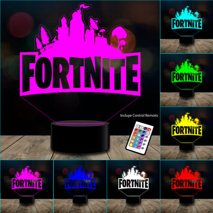 Lámpara 3d Led 7 Colores Touch juego Fortnite control Remoto