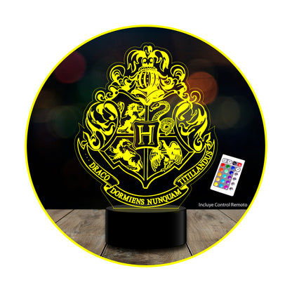 Lámpara 3d Harry Potter Escudo Hogwarts 26 Cm 7 Colores Inte