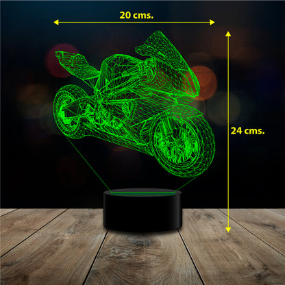 Lámpara 3D Moto motocicleta c/remoto 16 color estoykuku