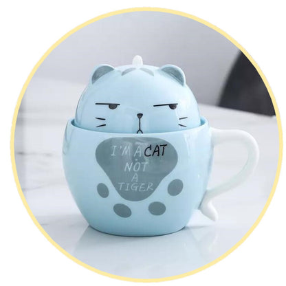 Tazon 2 Taza cerámica Gato colores lovely cat  estoykuku