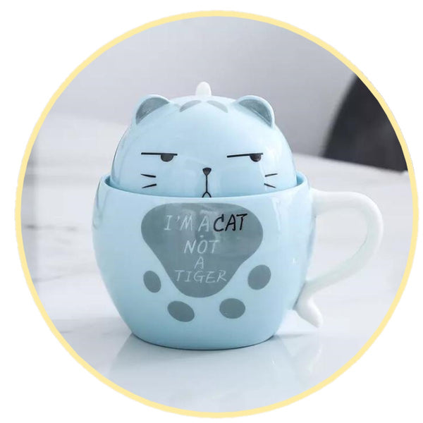 Tazon 2 Taza cerámica Gato colores lovely cat  estoykuku