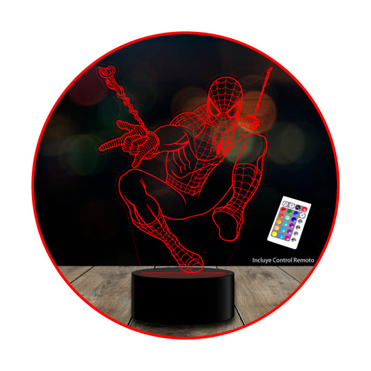Lámpara 3d Acrílicas 16 Colores Spiderman C/remoto