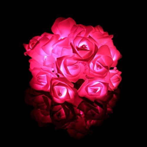 Luces Rosas Rojas Luz Calida Led 1,8 M Decoración A Pilas