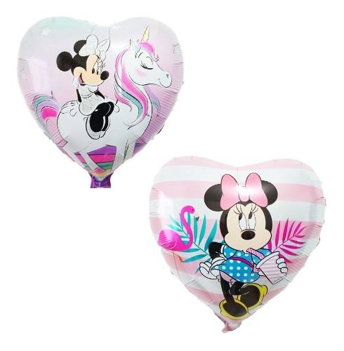 Set 2 Globos Corazón Minie Unicornio Y Flamenco 45 Cm