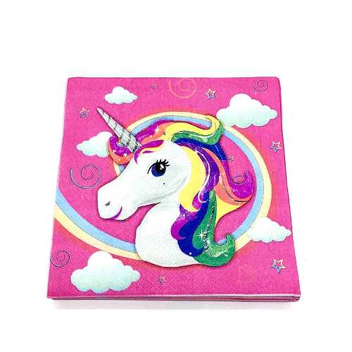 20 Servilletas Unicornio Cumpleaños Cotillón Kawaii