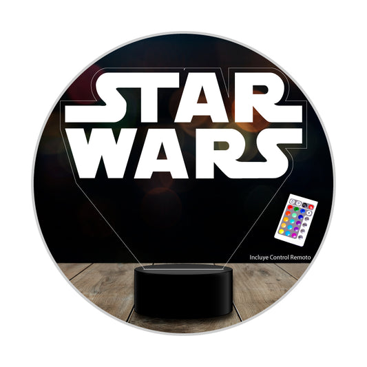 Lámpara 3d Star Wars Logo 7 Colores 24 Cm