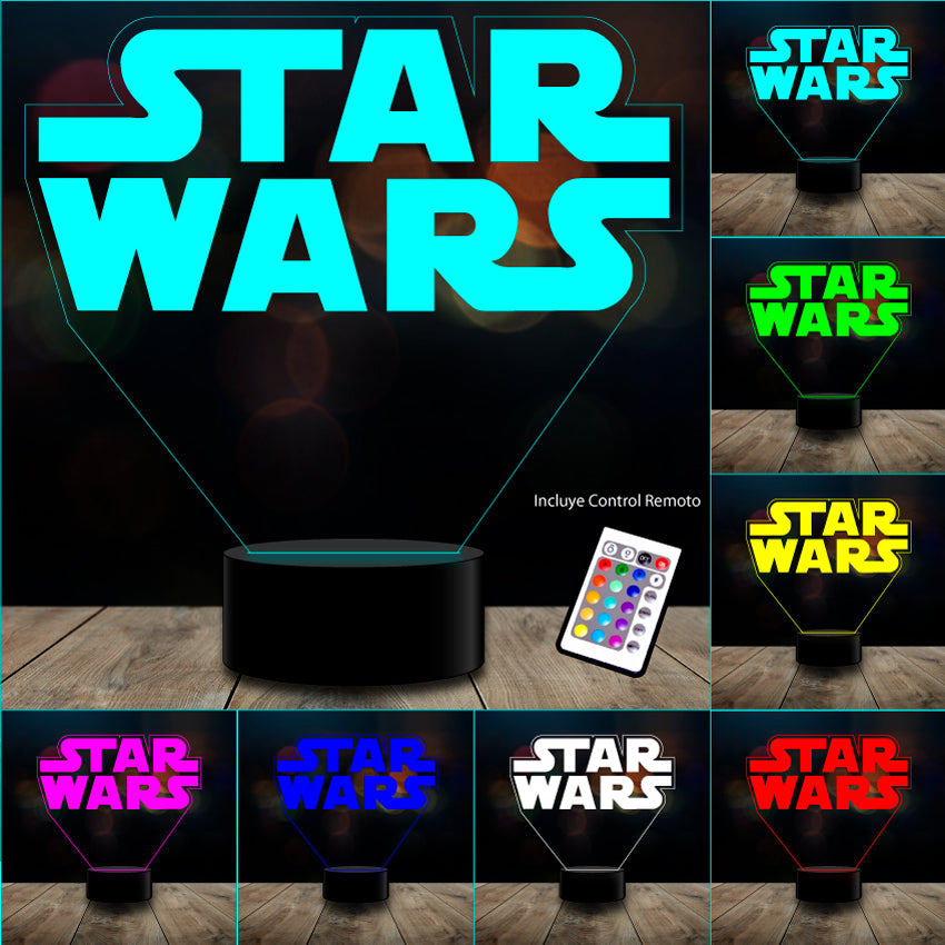 Lámpara 3d Star Wars Logo 7 Colores 24 Cm
