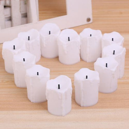 Set 12 Velas Led Blanco O Beige Color Luz Blanco Calido 5cm
