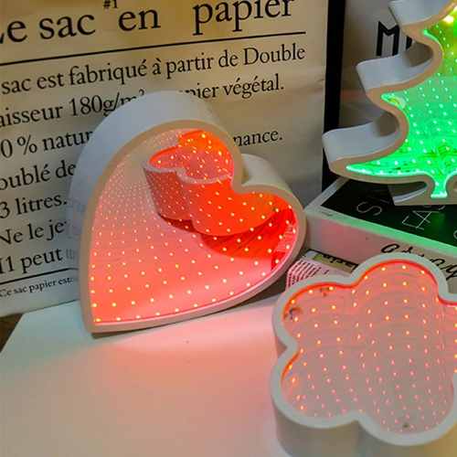 Lámpara Decoracion Corazón Espejo Luz Infinita