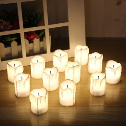 Set 12 Velas Led Blanco O Beige Color Luz Blanco Calido 5cm