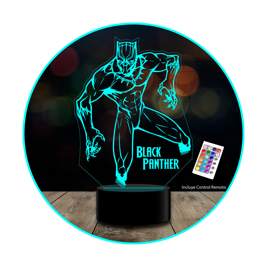 Lámpara 3d Pantera Negra Black Panther Marvel Vengado