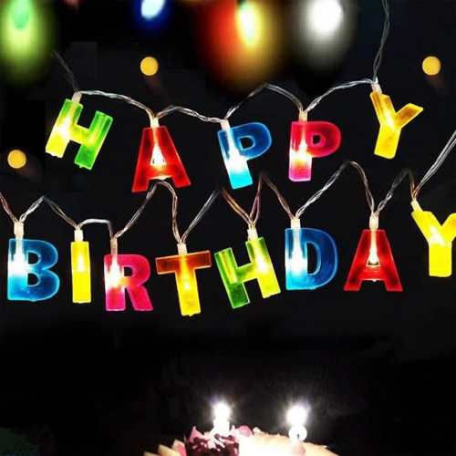 Guirnalda Luces Led   Happy Birthday  1,5 Metros Pilas