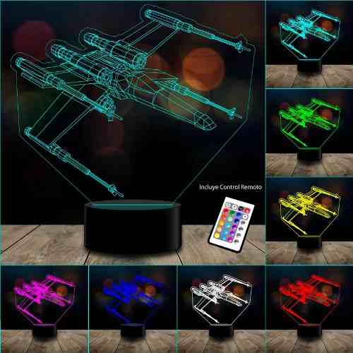 Lampara 3d Star Wars X- Wing 16 Colores Control Remoto