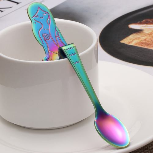 Cuchara Sirena Te Arcoiris Rainbow  Acero Inoxidable Kawaii