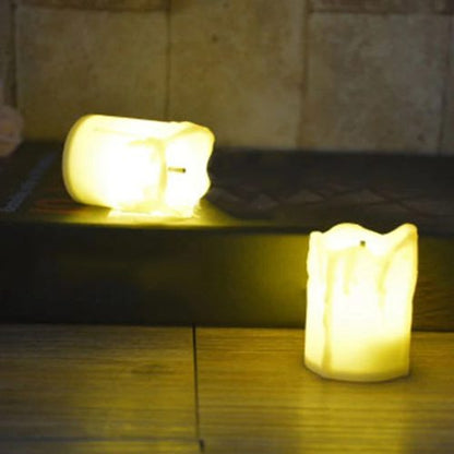 Set 12 Velas Led Blanco O Beige Color Luz Blanco Calido 5cm