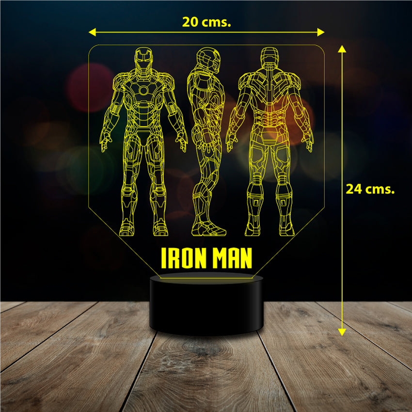 Lámpara 3d triple Iron Man Marvel Avengers Acrilico