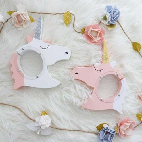 Alcancía Unicornio Madera Cuerno Glitter  Brillante Kawaii
