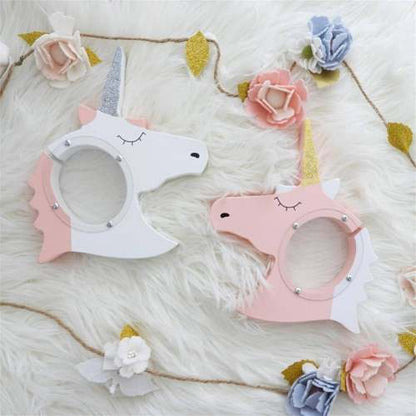 Alcancía Unicornio Madera Cuerno Glitter  Brillante Kawaii