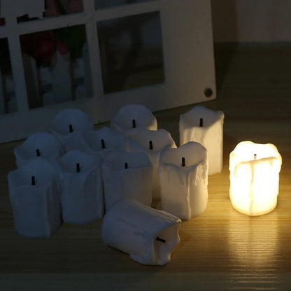 Set 12 Velas Led Blanco O Beige Color Luz Blanco Calido 5cm