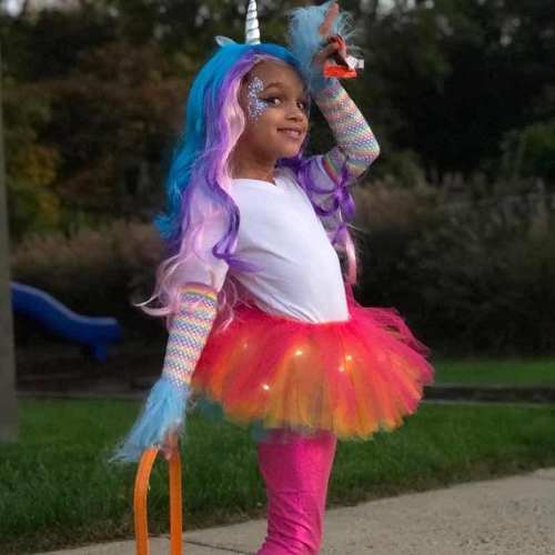Peluca Unicornio Tres Colores Arcoiris Halloween Disfraz
