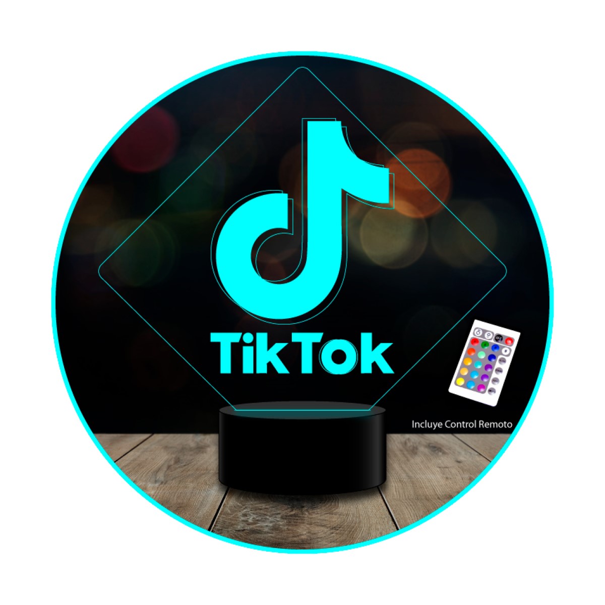 Lampara 3D Tik Tok con control remoto 16 colores