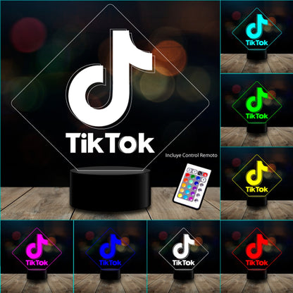 Lampara 3D Tik Tok con control remoto 16 colores