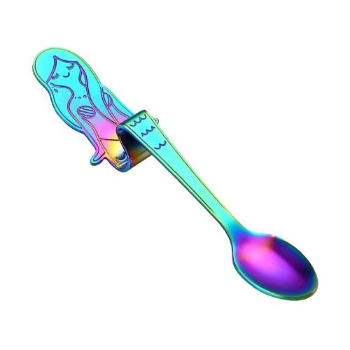 Cuchara Sirena Te Arcoiris Rainbow  Acero Inoxidable Kawaii