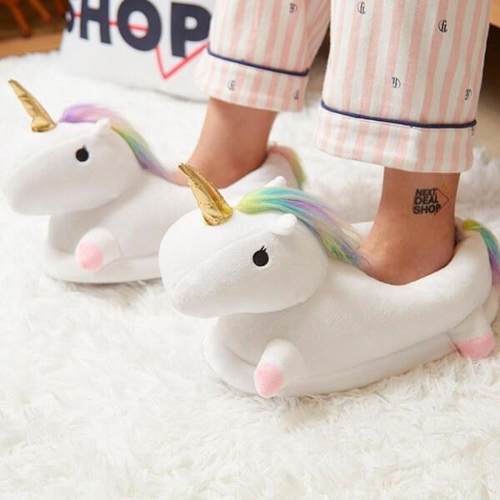 Pantuflas Blancas Exclusivas Unicornio Kawaii