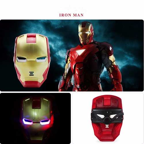 Mascara Halloween Ironman Luces Avengers Disfraz Niño