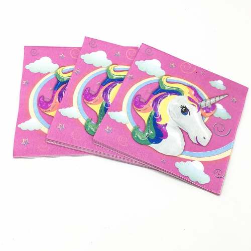 20 Servilletas Unicornio Cumpleaños Cotillón Kawaii