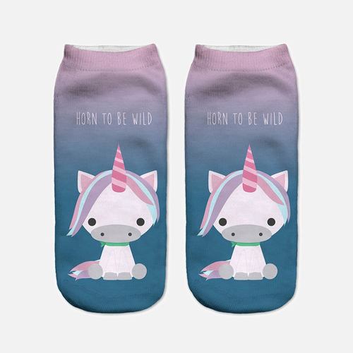 8 Pares Calcetines Tobilleras 3d Unicornios - Estandar / M