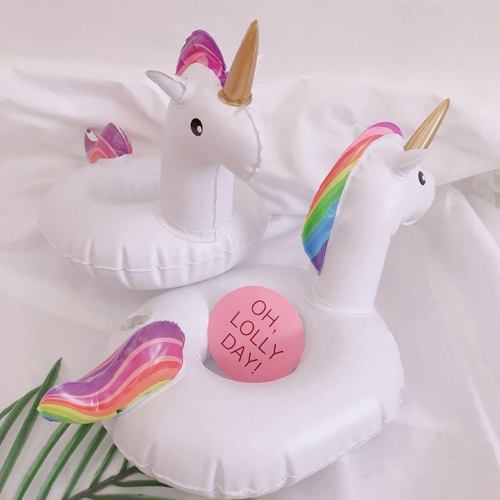 Set 12 Mini Flotadors  Porta Vasos Unicornio Pool Party