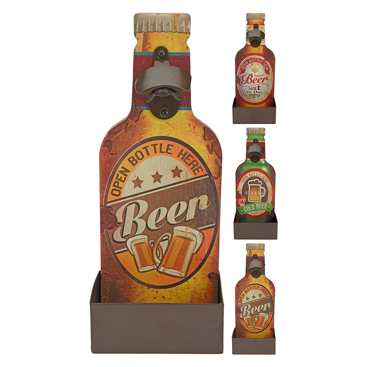 Destapador de pared madera Beer open bottle