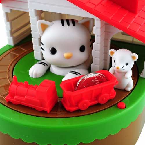 Alcancía Tren Gatito Y Ratoncito Traga Moneda Niño Juguete
