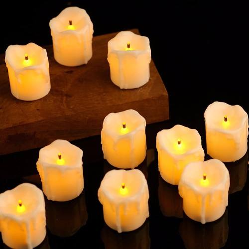 Set 12 Velas Led Blanco O Beige Color Luz Blanco Calido 5cm