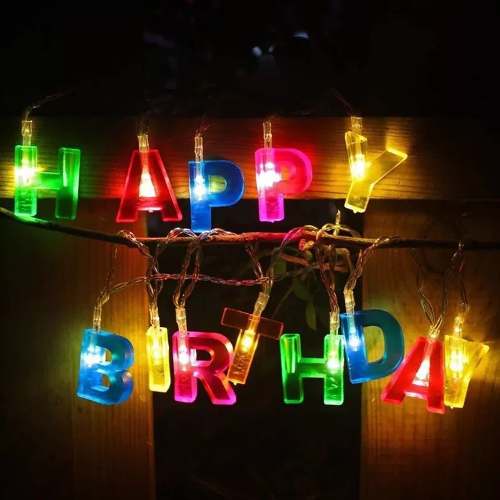 Guirnalda Luces Led   Happy Birthday  1,5 Metros Pilas