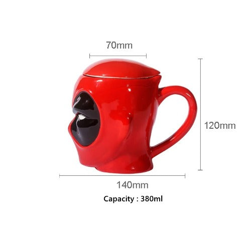 Tazón Taza 3d Cerámica  Deadpool Con Tapa Marvel (estoykuku)
