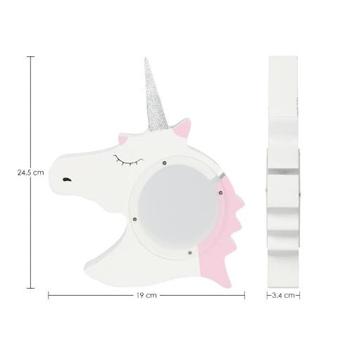 Alcancía Unicornio Madera Cuerno Glitter  Brillante Kawaii