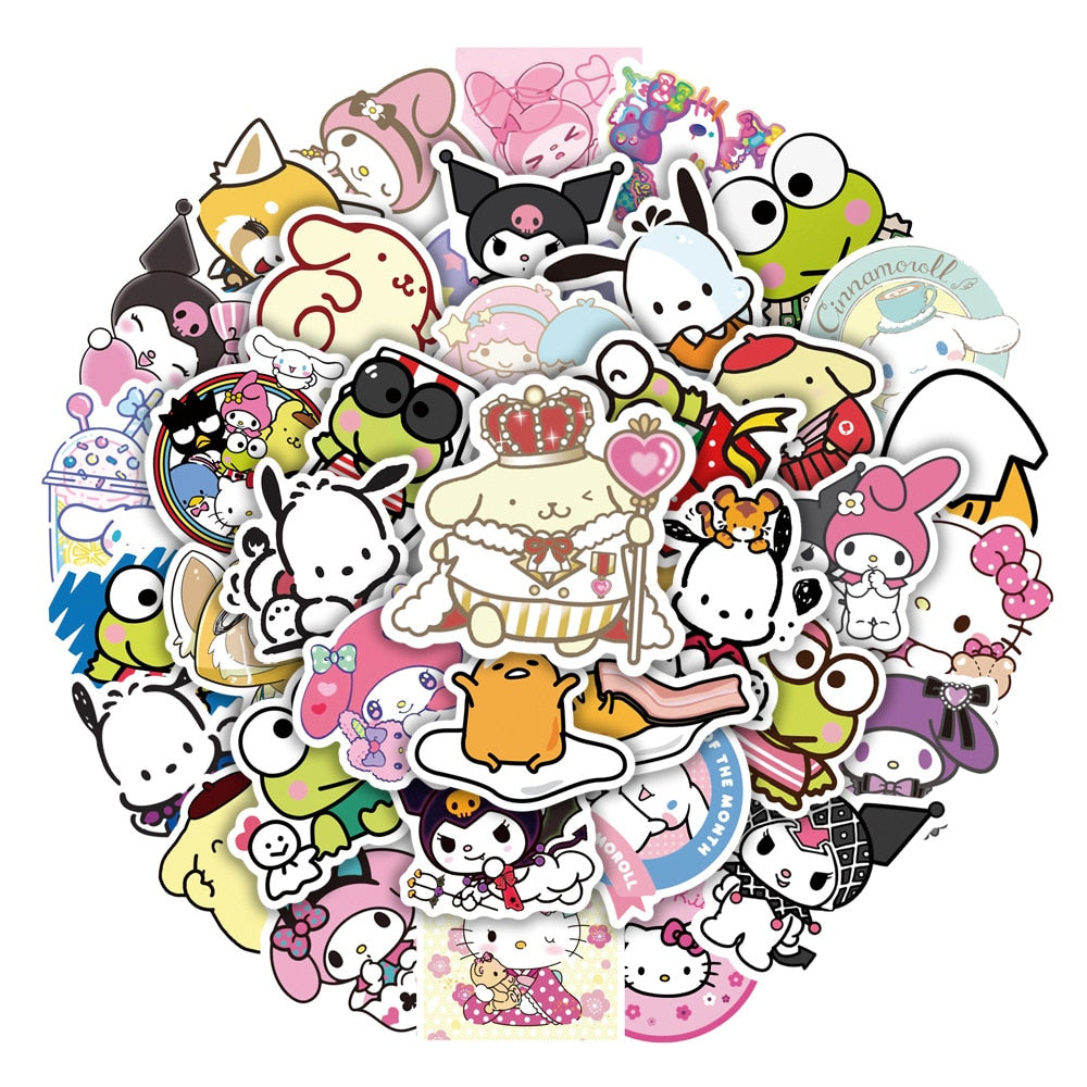 Set Sticker calcomanias animación Sanrio Kuromi Melody cute