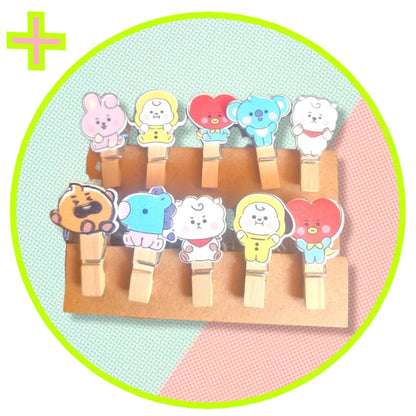 Set BTS Organizador BT21 Planners notas adhesivas Kawaii